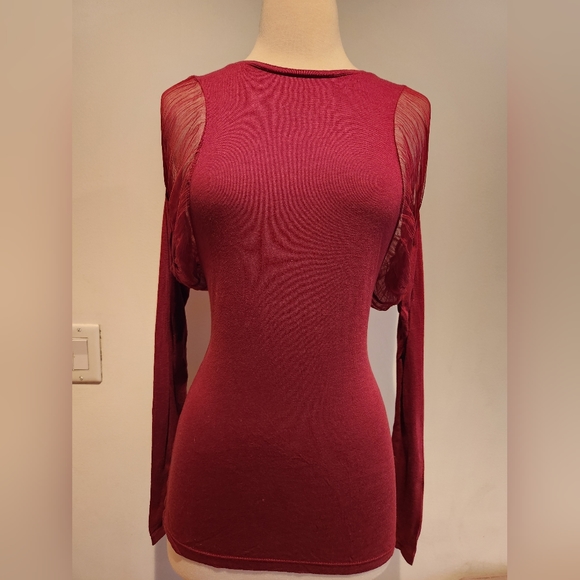 Buddhist Punk Long Sleeve Tee with Sheer Shoulder Detail, Size M - Picture 1 of 8